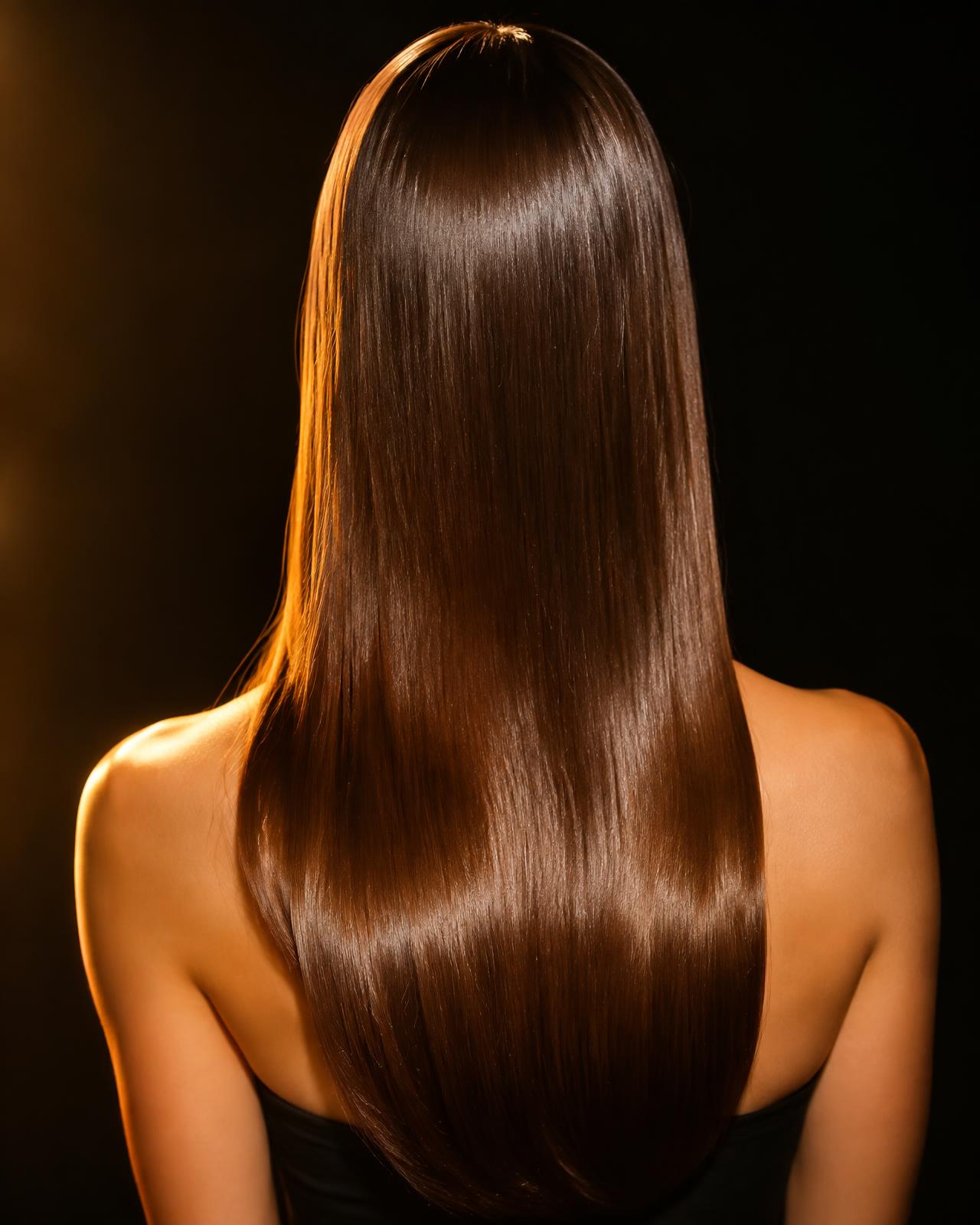 Long polished hair representing luxury extensions at Rema Hair in Orlando